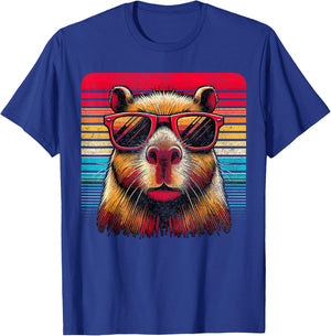 Capybara Retro Capybara Vintage Sunglasses T-Shirt - T-Shirt | Royal