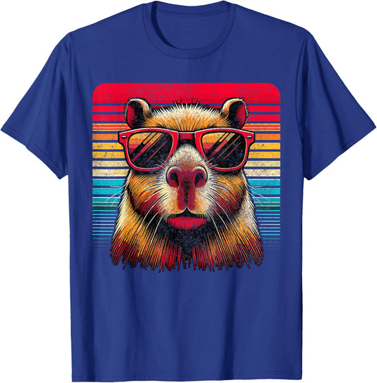 Capybara Retro Capybara Vintage Sunglasses T-Shirt - T-Shirt | Royal