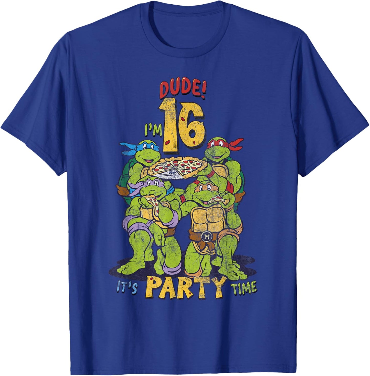 Teenage Mutant Ninja Turtles 16th Birthday Pizza Party T-Shirt - T-Shirt | Royal