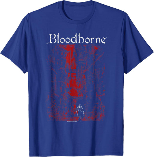 Bloodborne Red City Background with Logo Video Game T-Shirt - T-Shirt | Royal