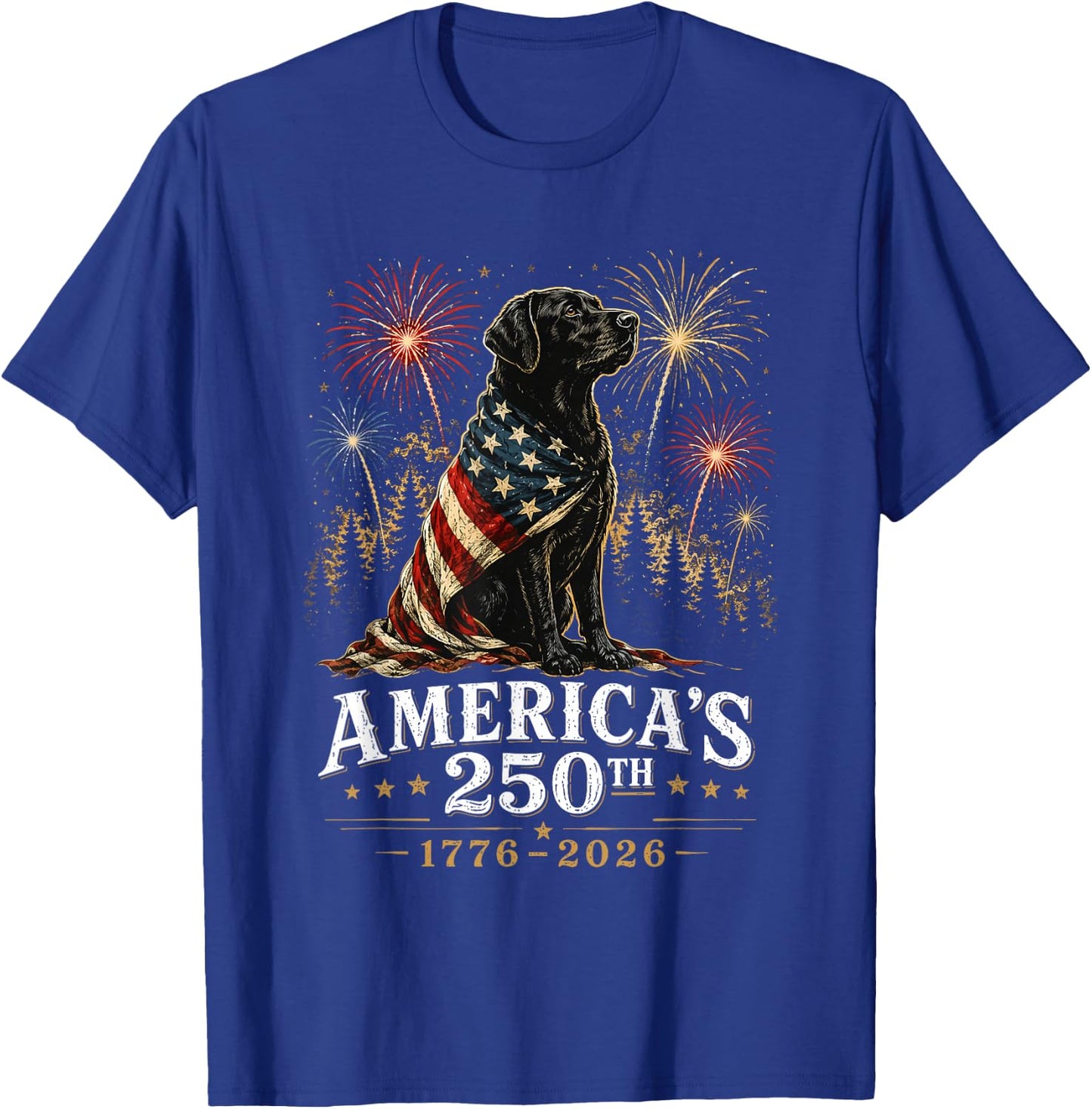 Labrador Retriever America's 250th Anniversary 1776 2026 T-Shirt - T-Shirt | Royal