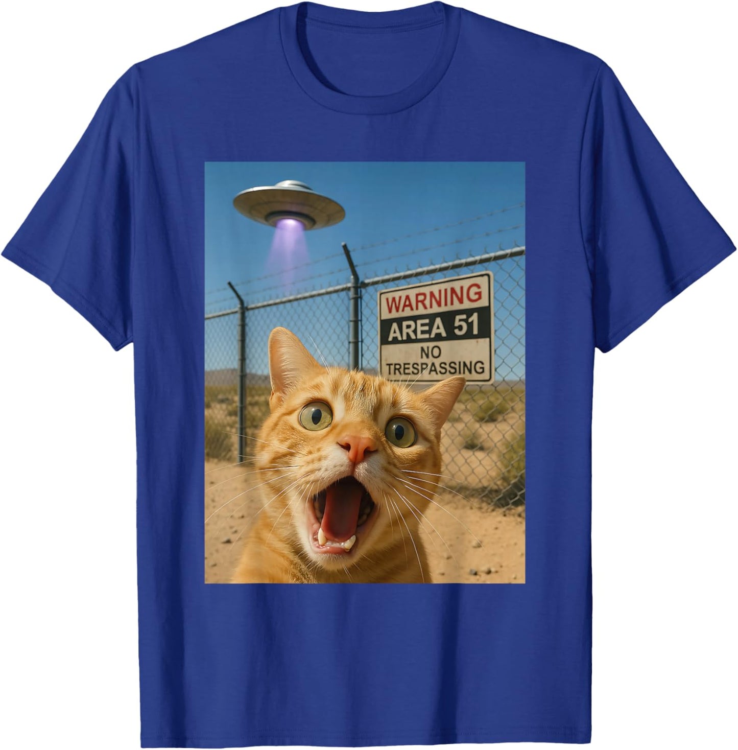 Cat Selfie Funny Area 51 T-Shirt - T-Shirt | Royal