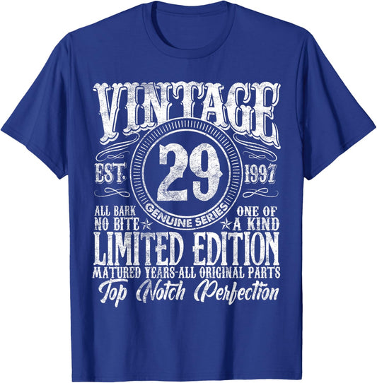 29 Year Old Gifts Vintage 1997 Limited Edition 29th Birthday T-Shirt - T-Shirt | Royal