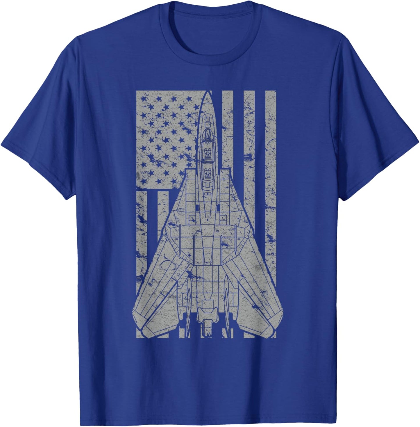 F-14 Tomcat Jet Fighter Vintage American Flag T-Shirt - T-Shirt | Royal