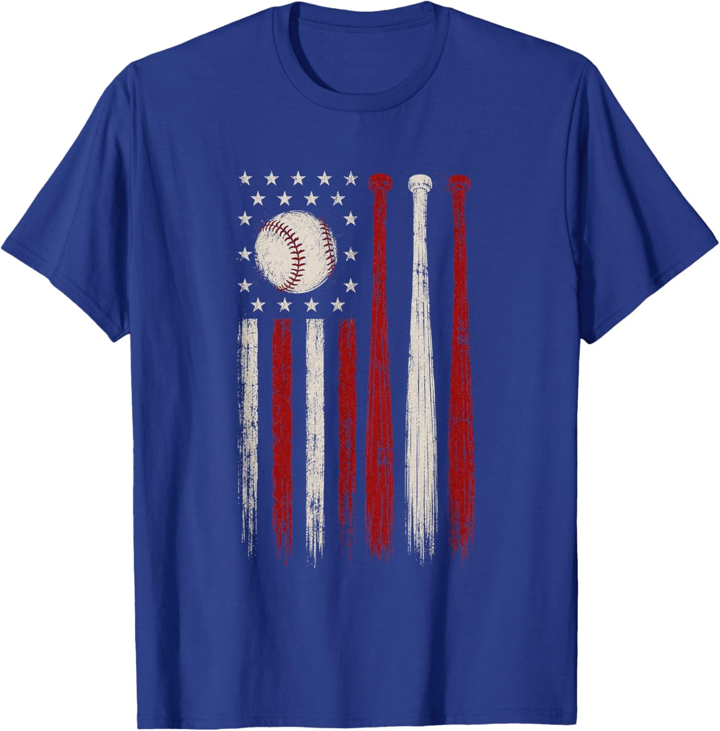 Patriotic Vintage American USA Flag Baseball Dad Mom T-Shirt - T-Shirt | Royal