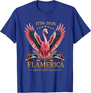 Flamerica Flamingo 1776 2026 Patriotic 250th Anniversary T-Shirt - T-Shirt | Royal