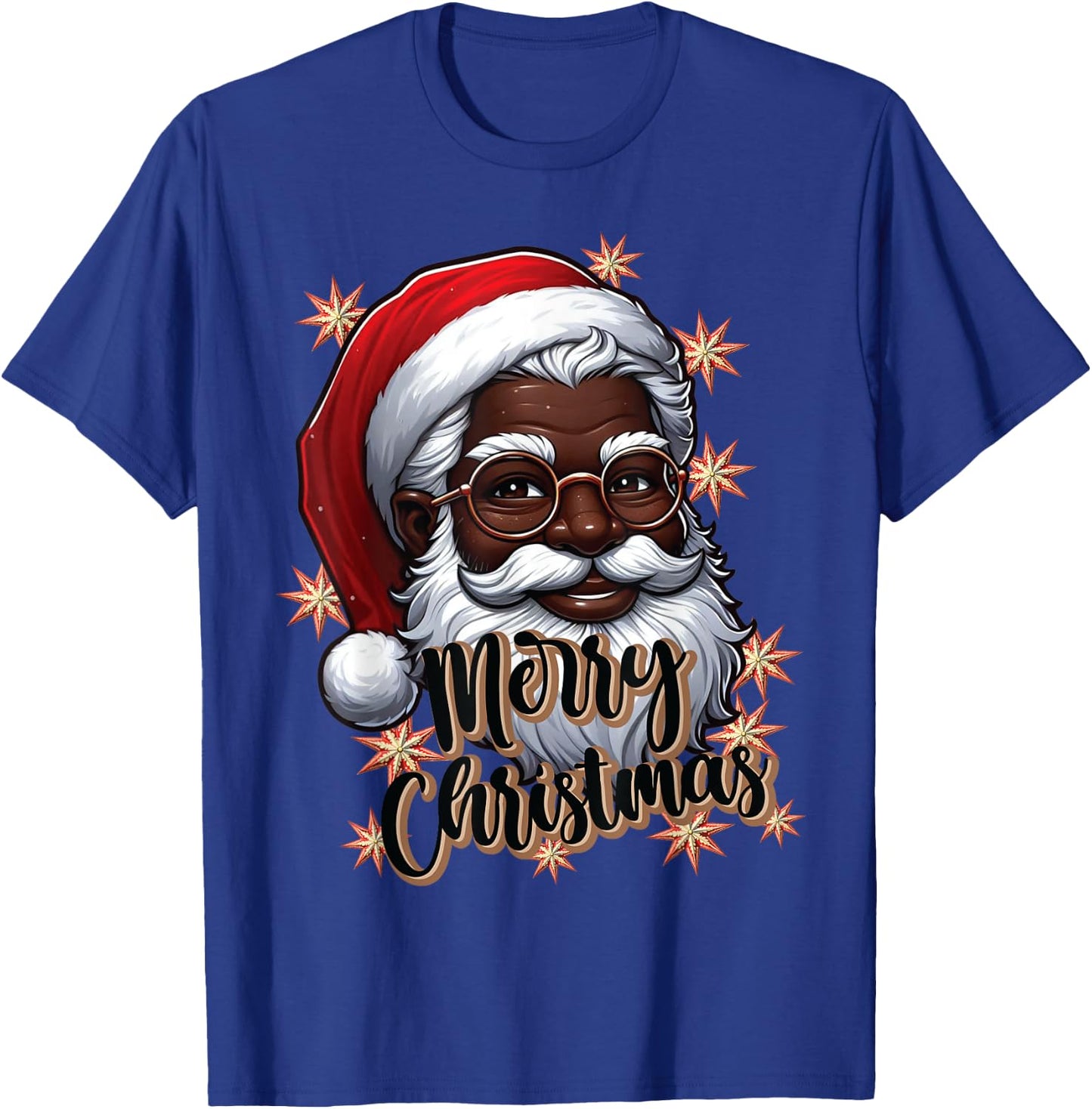 African American Santa Christmas Pajama Black X-Mas T-Shirt - T-Shirt | Royal