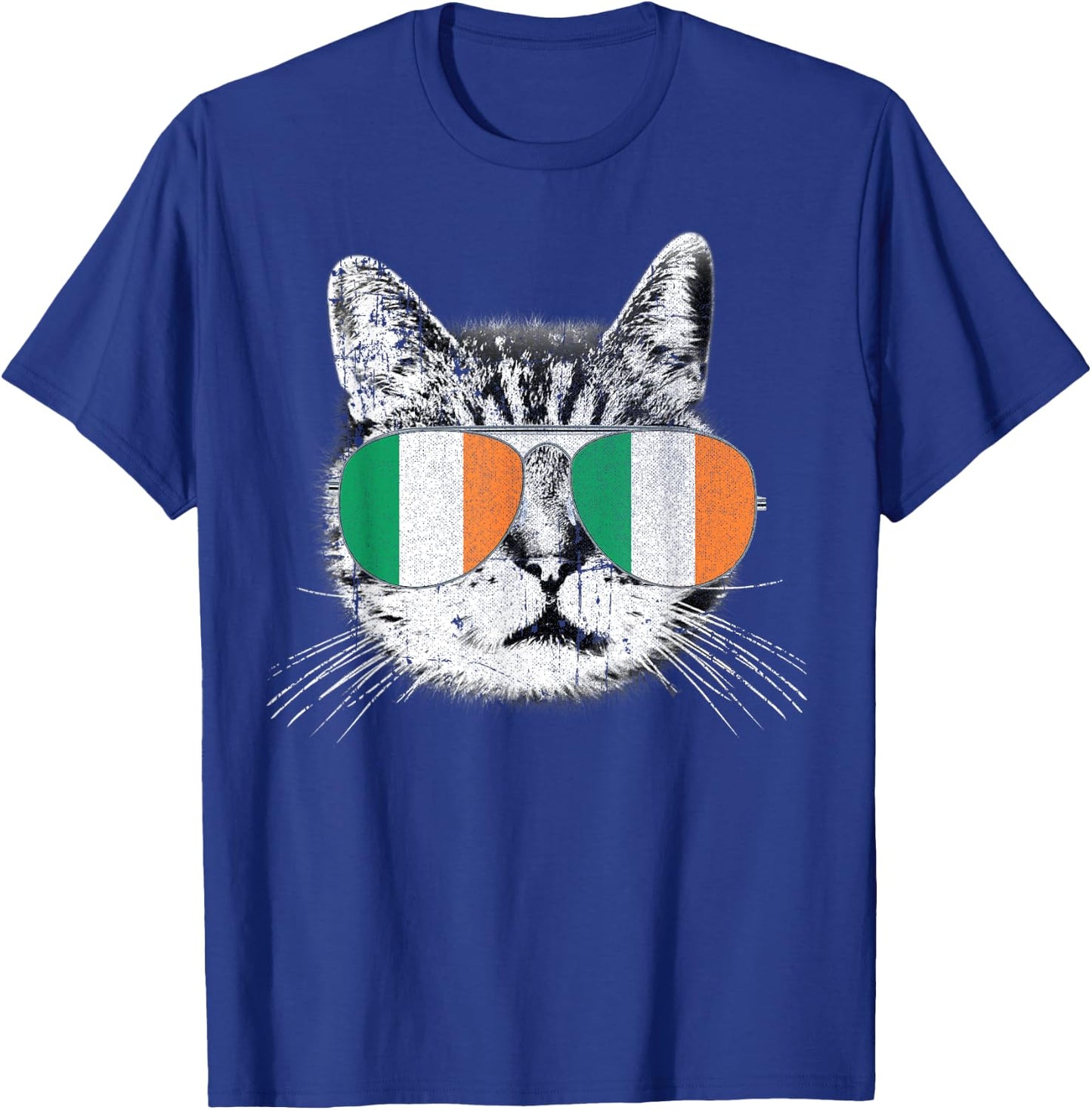 St. Patrick's Day T Shirt Cat Irish Flag Ireland Men Women T-Shirt - T-Shirt | Royal