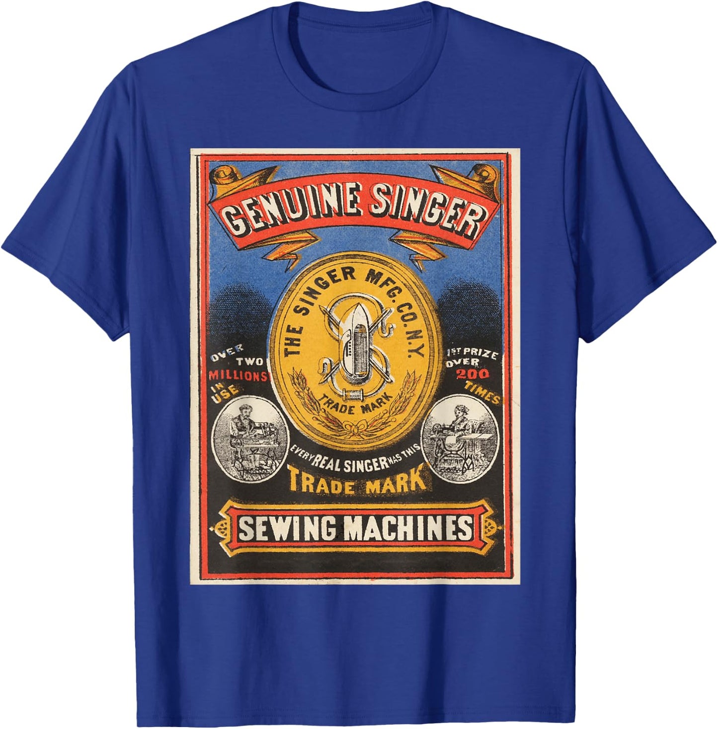 Vintage poster - Singer Sewing Machine Retro T-Shirt - T-Shirt | Royal
