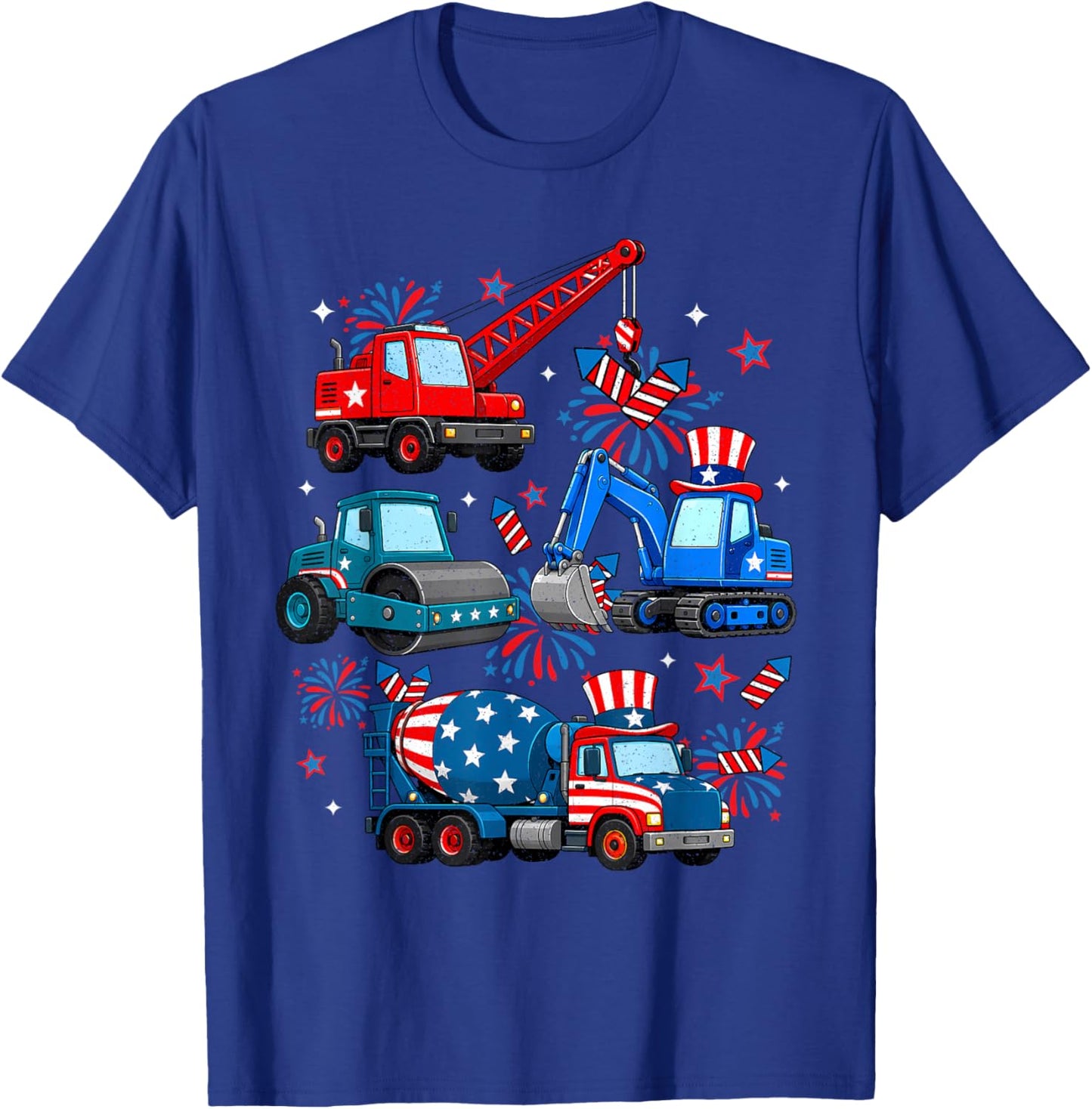 4th of July Construction Truck USA Patriotic Toddler Boys T-Shirt - T-Shirt | Royal