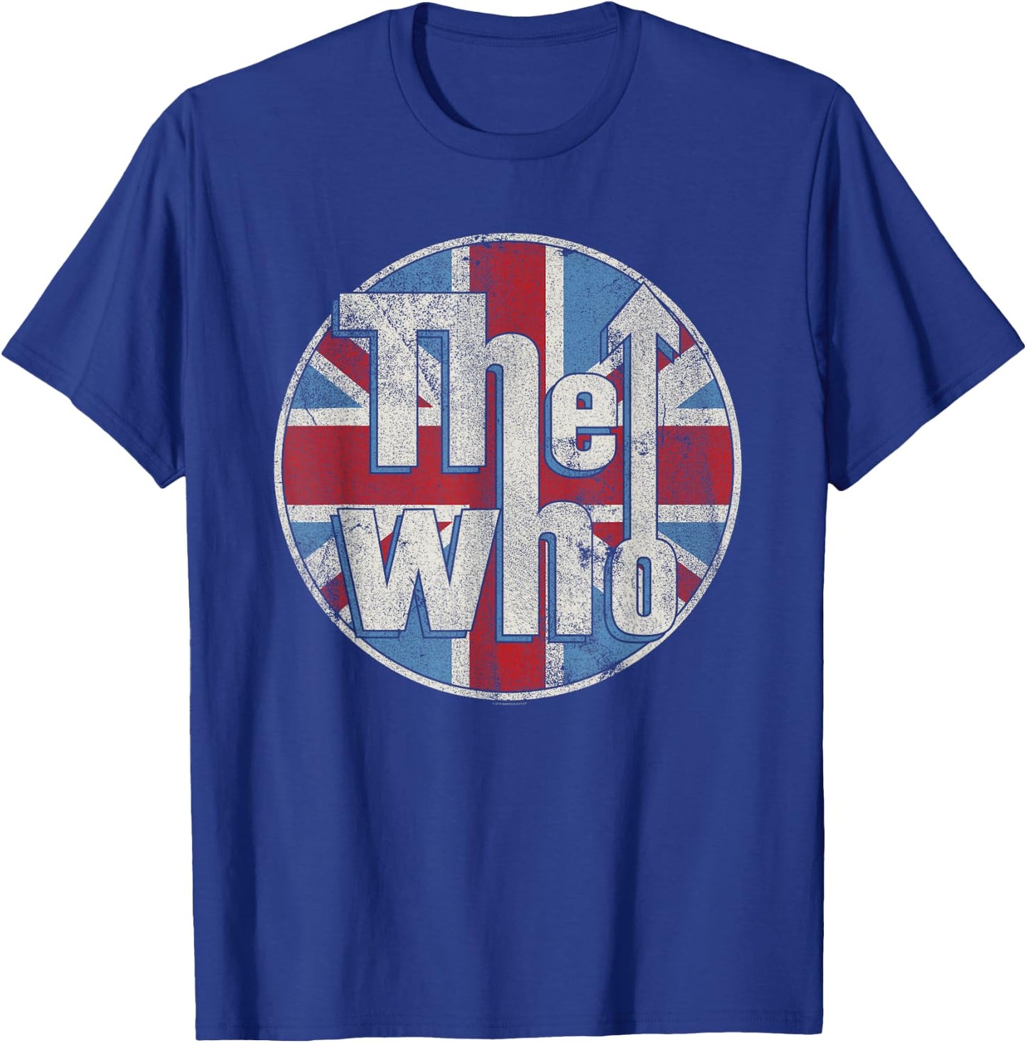The Who Official Distressed Union Jack Circle Logo Short Sleeve T-Shirt - T-Shirt | Royal