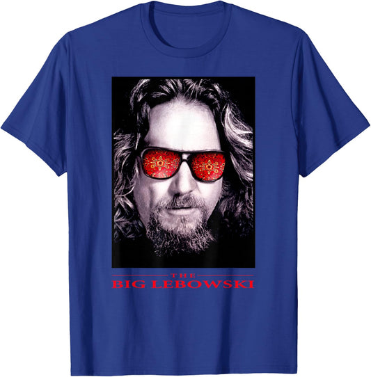 Big Lebowski Big Face Red Glasses Poster Graphic T-Shirt - T-Shirt | Royal