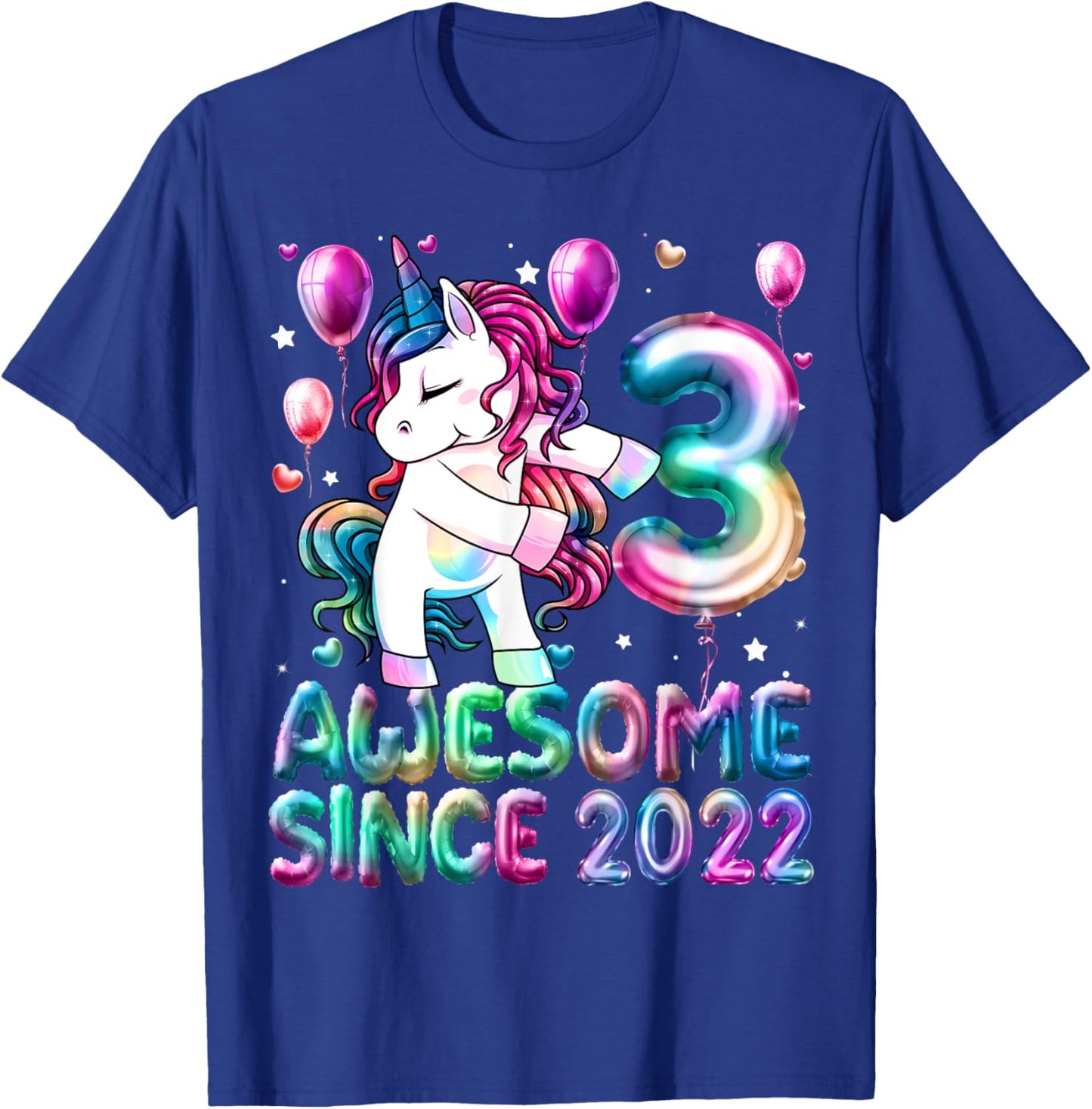 Flossing Unicorn 3 Year Old 3rd Birthday Girl Unicorn Party T-Shirt - T-Shirt | Royal