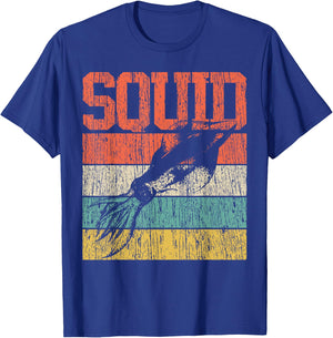 Squid Retro Vintage Marine Biologist T-Shirt - T-Shirt | Royal