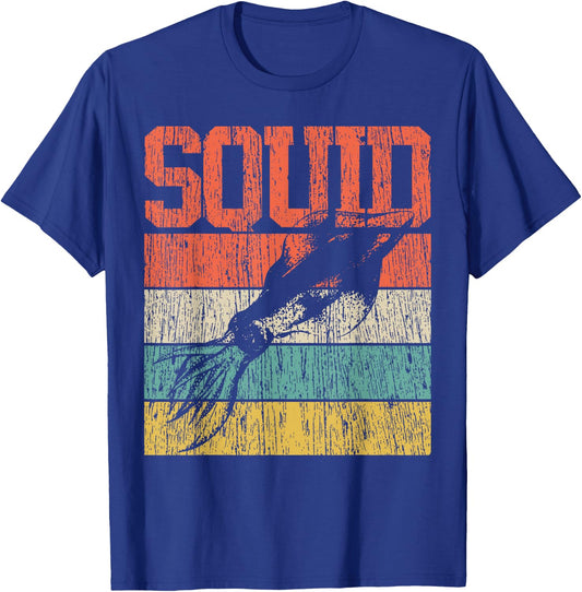 Squid Retro Vintage Marine Biologist T-Shirt - T-Shirt | Royal