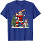 Funny Christmas Santa Playing Baseball Xmas Boys Men Kids T-Shirt - T-Shirt | Royal