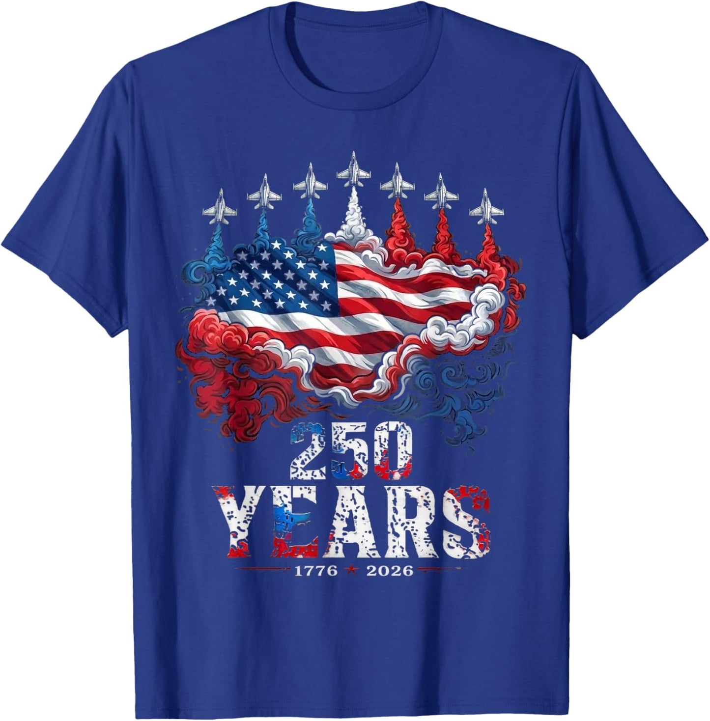 4th of July 250 Years Anniversary USA Flag 1776-2026 T-Shirt - T-Shirt | Royal