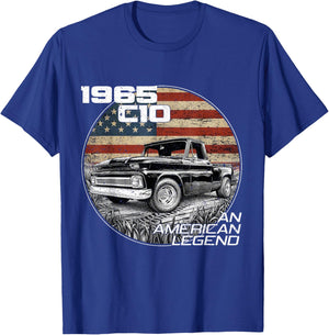 American Flag 1965 C10 65 Truck Vintage Silhouette Classic T-Shirt - T-Shirt | Royal