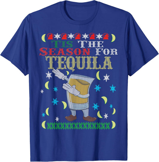 'Tis The Season For Tequila Dabbing Ugly Christmas Alcohol T-Shirt - T-Shirt | Royal