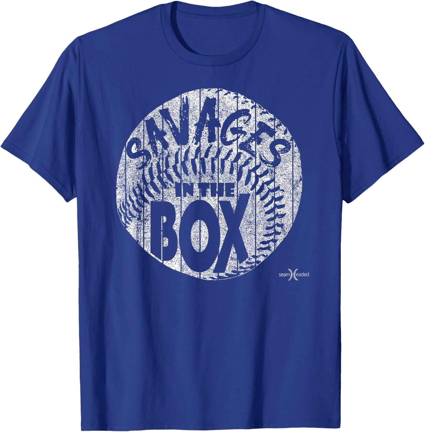 Vintage Savages in the Box Baseball T-Shirt - T-Shirt | Royal