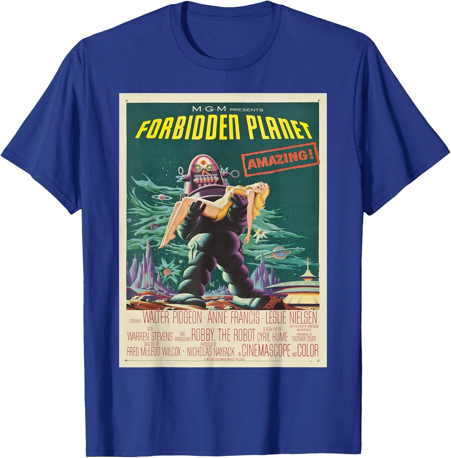 Vintage Images Forbidden Planet - Women's Classic Fit Black Cartoon - Small T-Shirt - T-Shirt | Royal