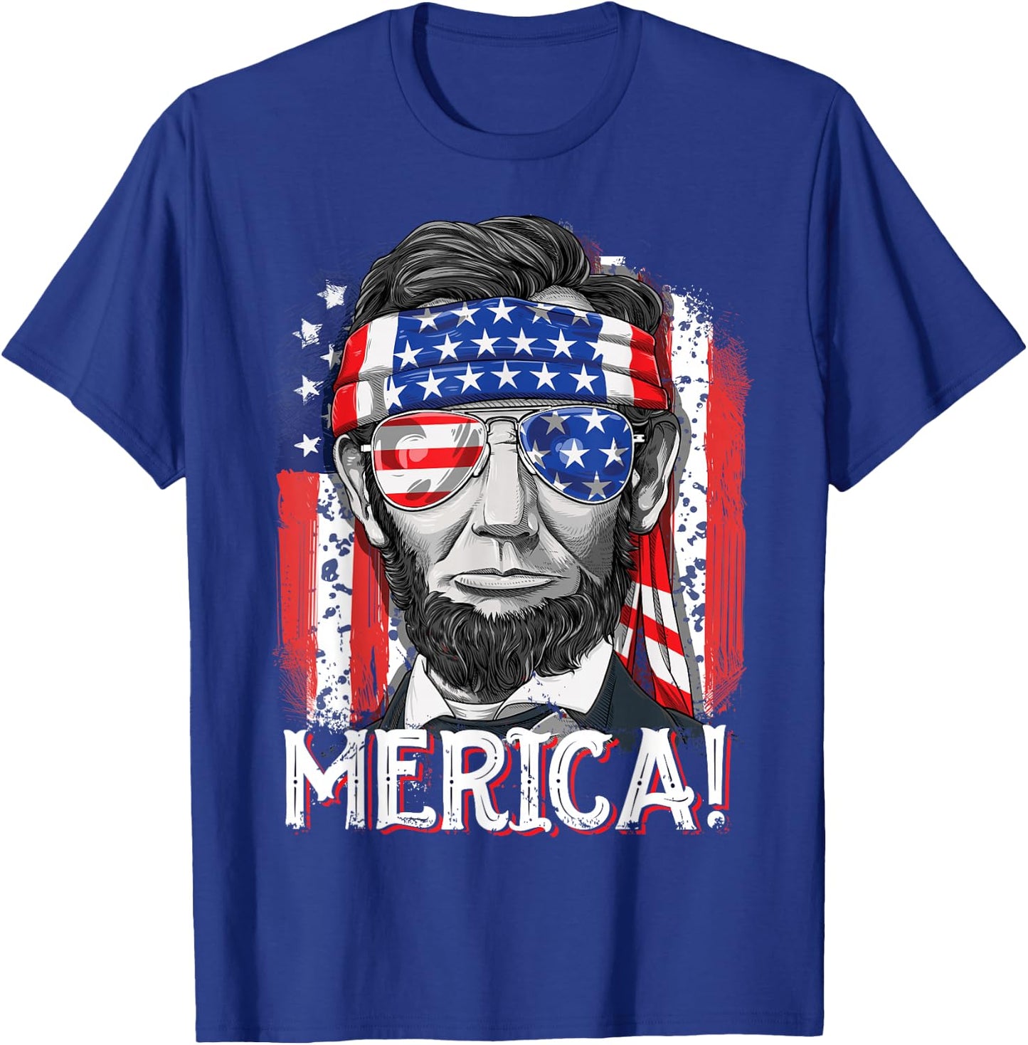 Lincoln 4th of July Merica Abe Boys Men Women American Flag T-Shirt - T-Shirt | Royal