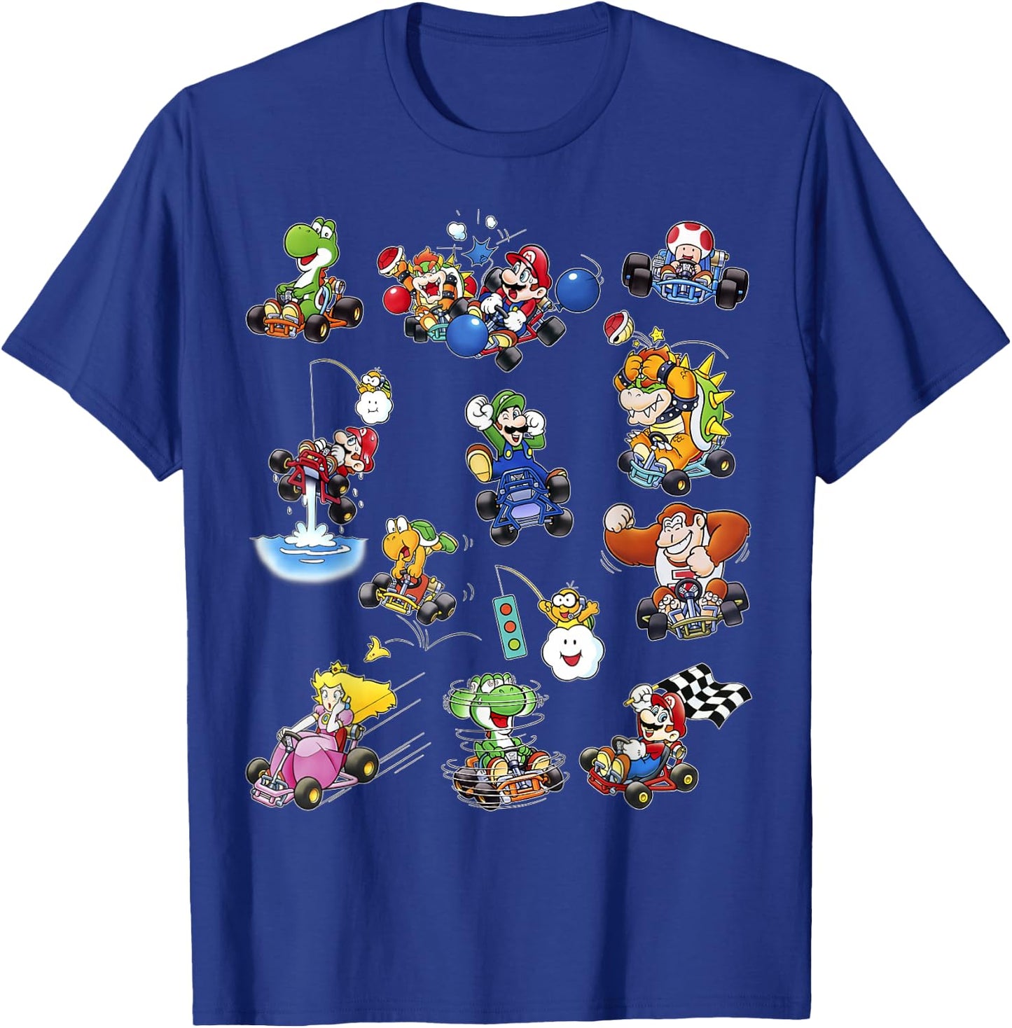 Mario Kart Racers Action Mach Up Poster T-Shirt - T-Shirt | Royal