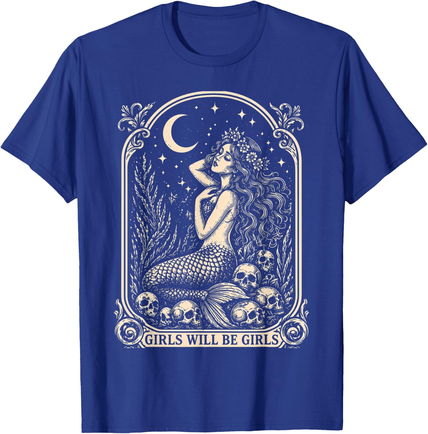 Vintage Mermaid Siren Girl Will Be Girls 4th of July T-Shirt - T-Shirt | Royal