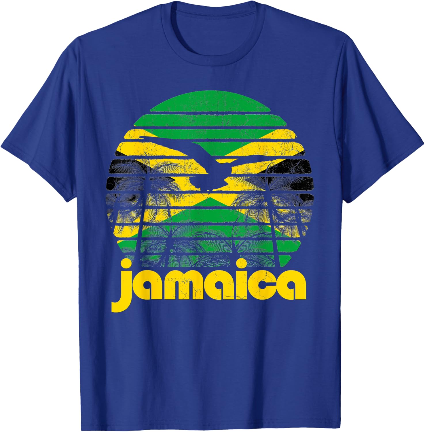Retro Jamaica Flag Jamaican 70's 80's Men Women Gift Vintage T-Shirt - T-Shirt | Royal