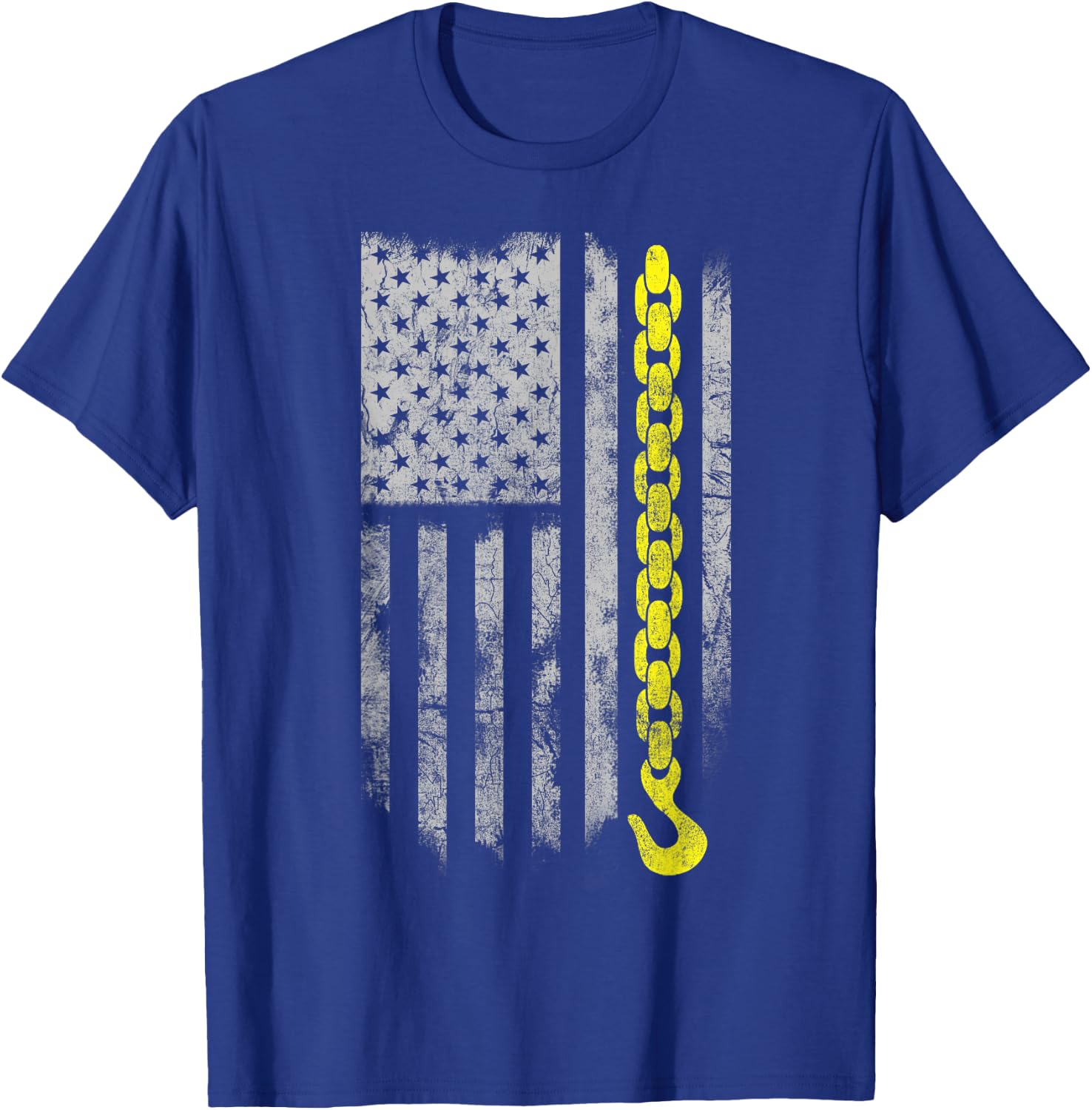 Yellow Tow Hook Chain Flag America Tow Truck Driver T-Shirt - T-Shirt | Royal