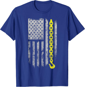 Yellow Tow Hook Chain Flag America Tow Truck Driver T-Shirt - T-Shirt | Royal