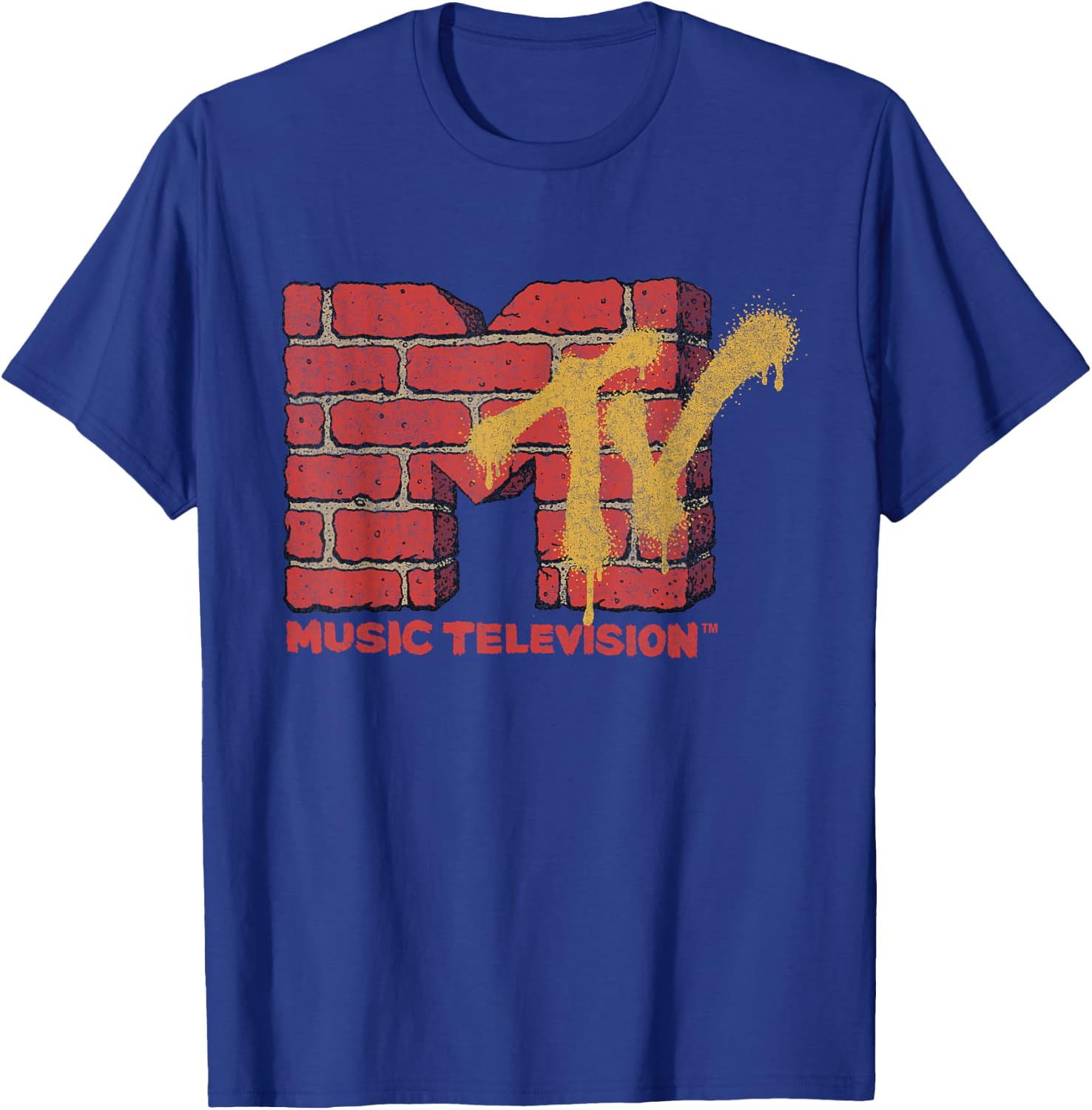 MTV Logo With Brick Wall And Spray Paint Treatment T-Shirt - T-Shirt | Royal