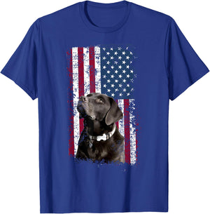 Patriotic USA Flag Black Labrador for Lab Owners T-Shirt - T-Shirt | Royal