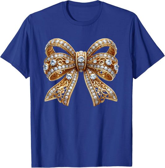 Gold Diamond Bling Bow – Elegant and Luxurious Gift T-Shirt - T-Shirt | Royal