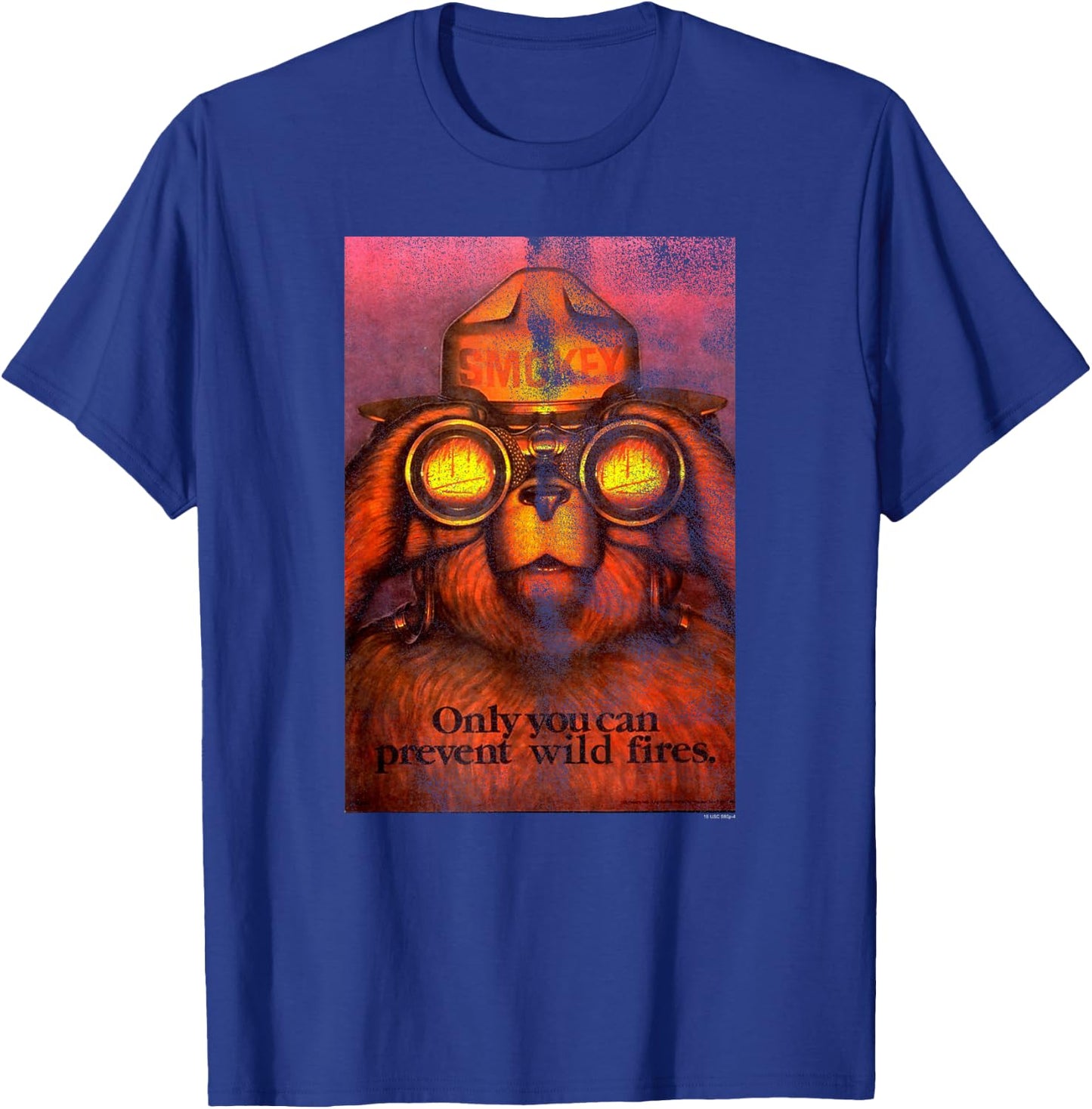 Smokey Bear Only You Smokey with Binoculars PSA T-Shirt - T-Shirt | Royal