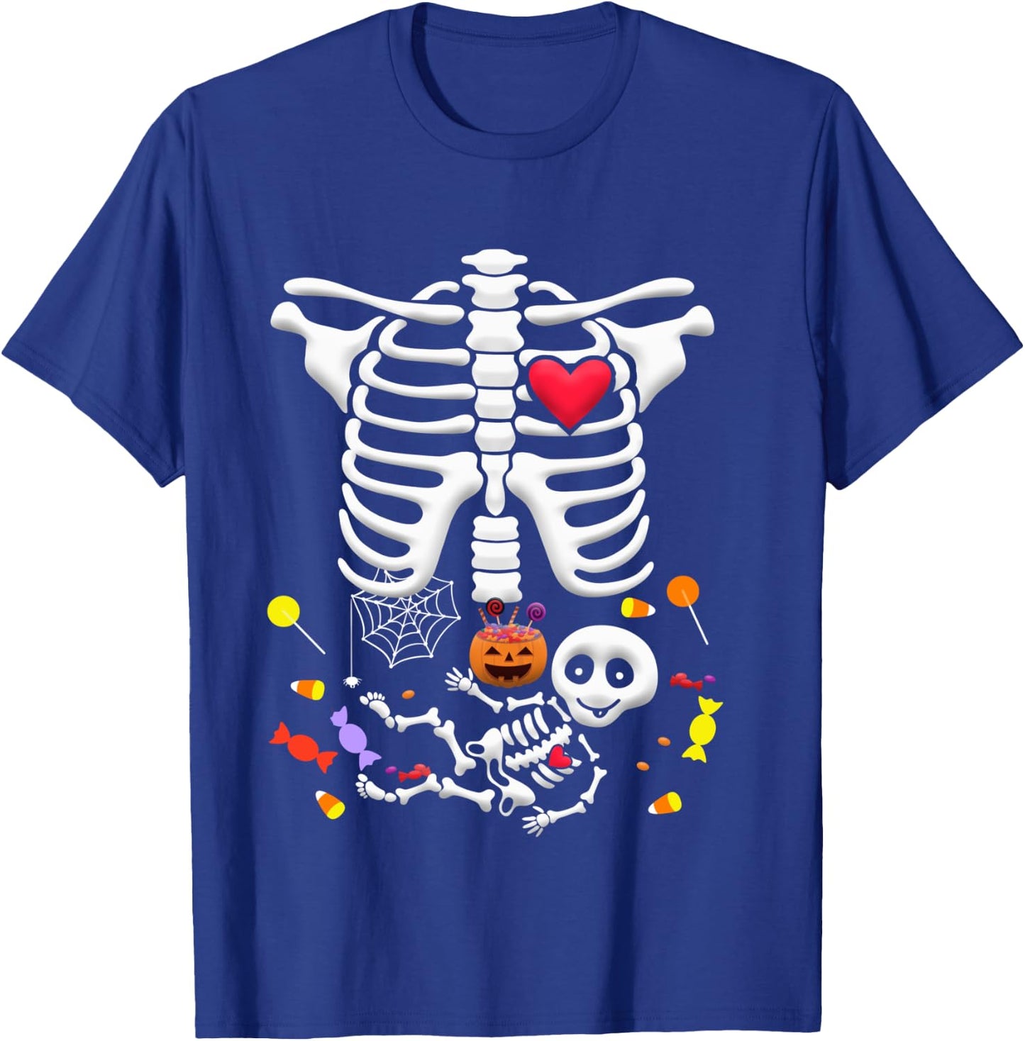 Candy Pumpkin Baby Skeleton Pregnancy Halloween Shirt T-Shirt - T-Shirt | Royal