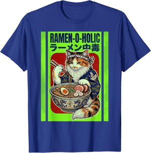 Ramen-O-Holic Cat Japanese Noodle Lover Vintage T-Shirt - T-Shirt | Royal