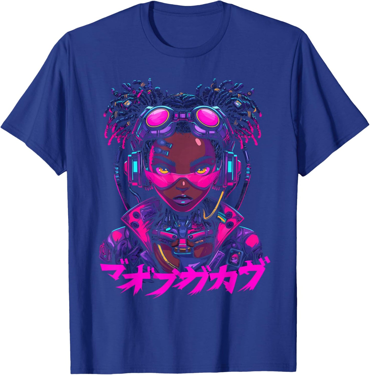 Harajuku Cyberpunk Black Girl Anime Manga Waifu Japanese T-Shirt - T-Shirt | Royal
