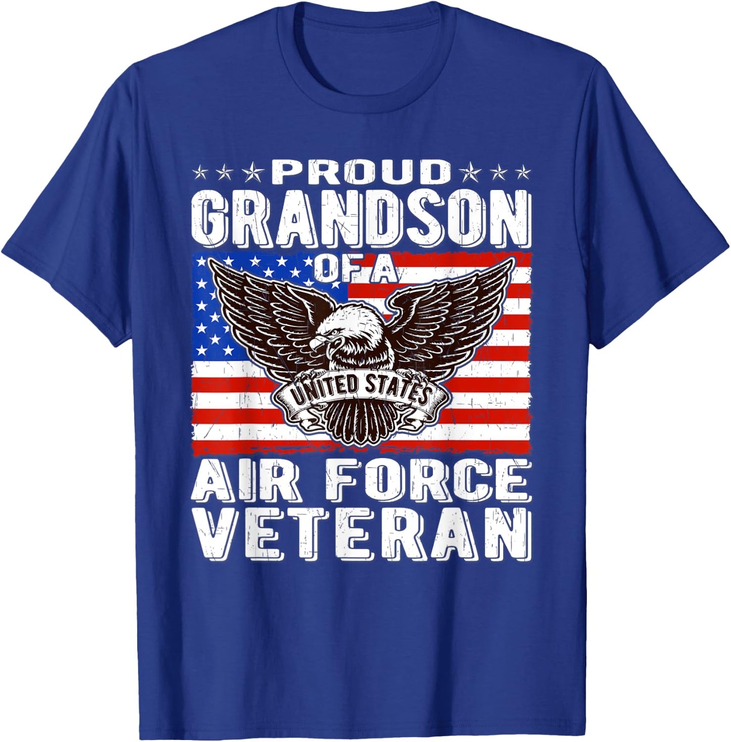 Proud Grandson Of An Air Force Veteran Patriotic Military T-Shirt - T-Shirt | Royal