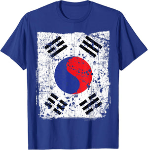 Faded Korean Flag, Distressed Flag of Korea T-Shirt - T-Shirt | Royal