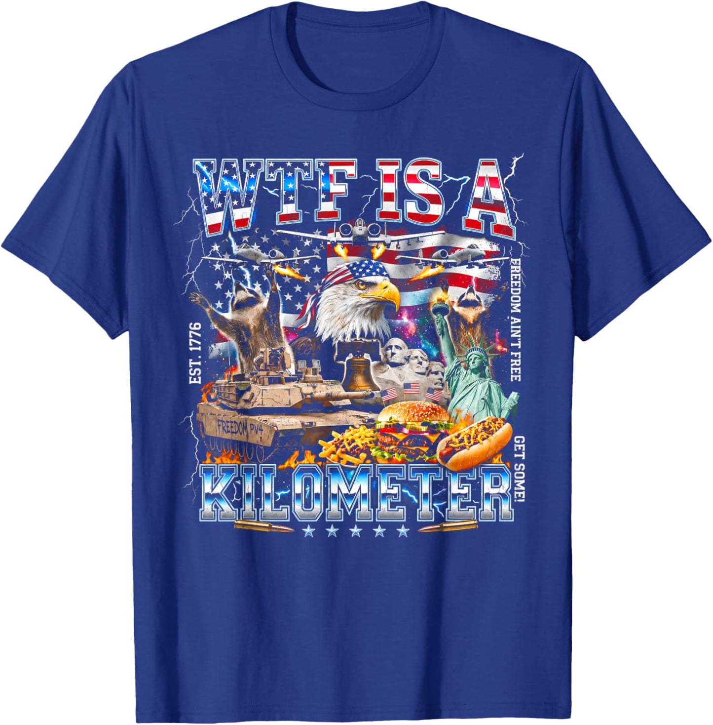 WTF is A Kilometer Patriotic American Eagle Meme 4th of July T-Shirt - T-Shirt | Royal