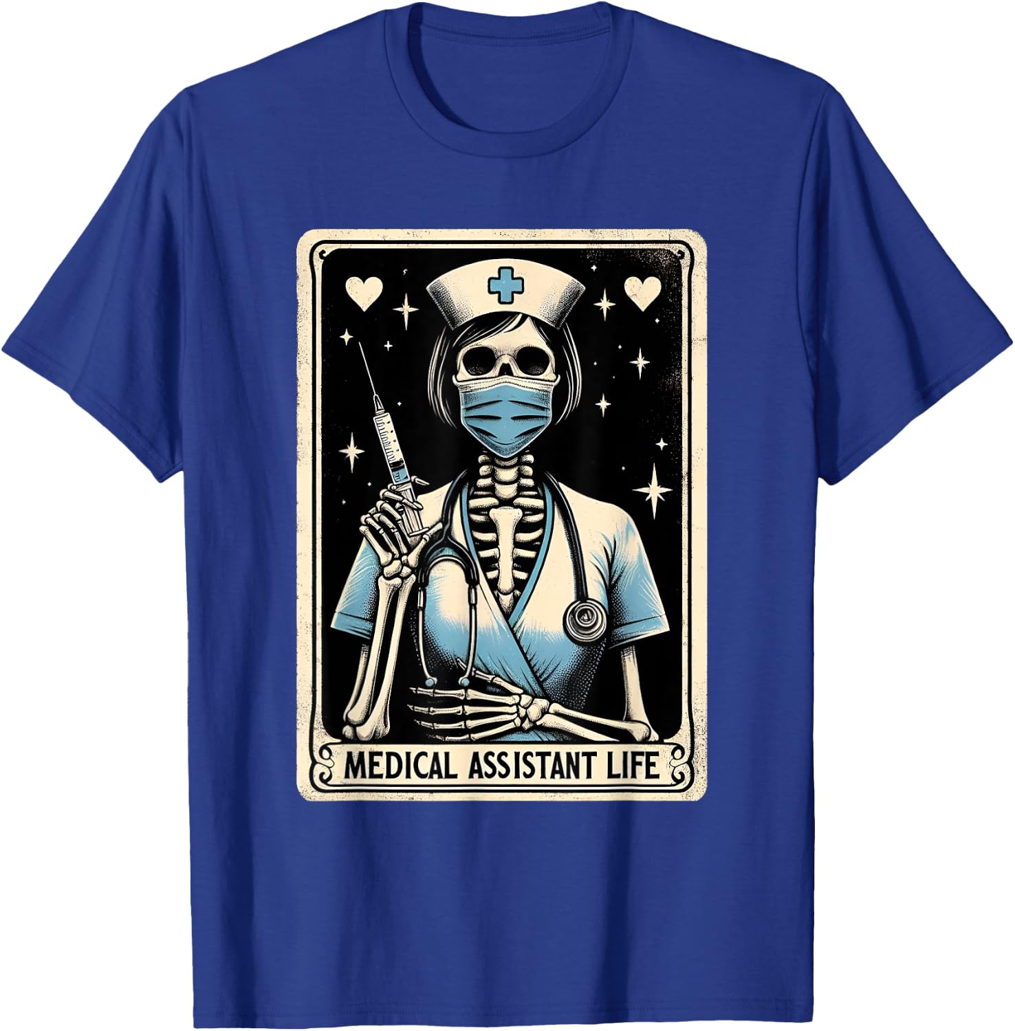 Medical Assistant skeleton Tarot card Halloween Nursing T-Shirt - T-Shirt | Royal