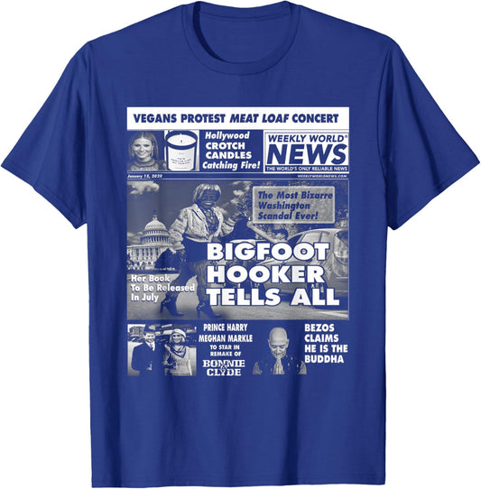 Weekly World News - Bigfoot Hooker Cover T-Shirt - T-Shirt | Royal