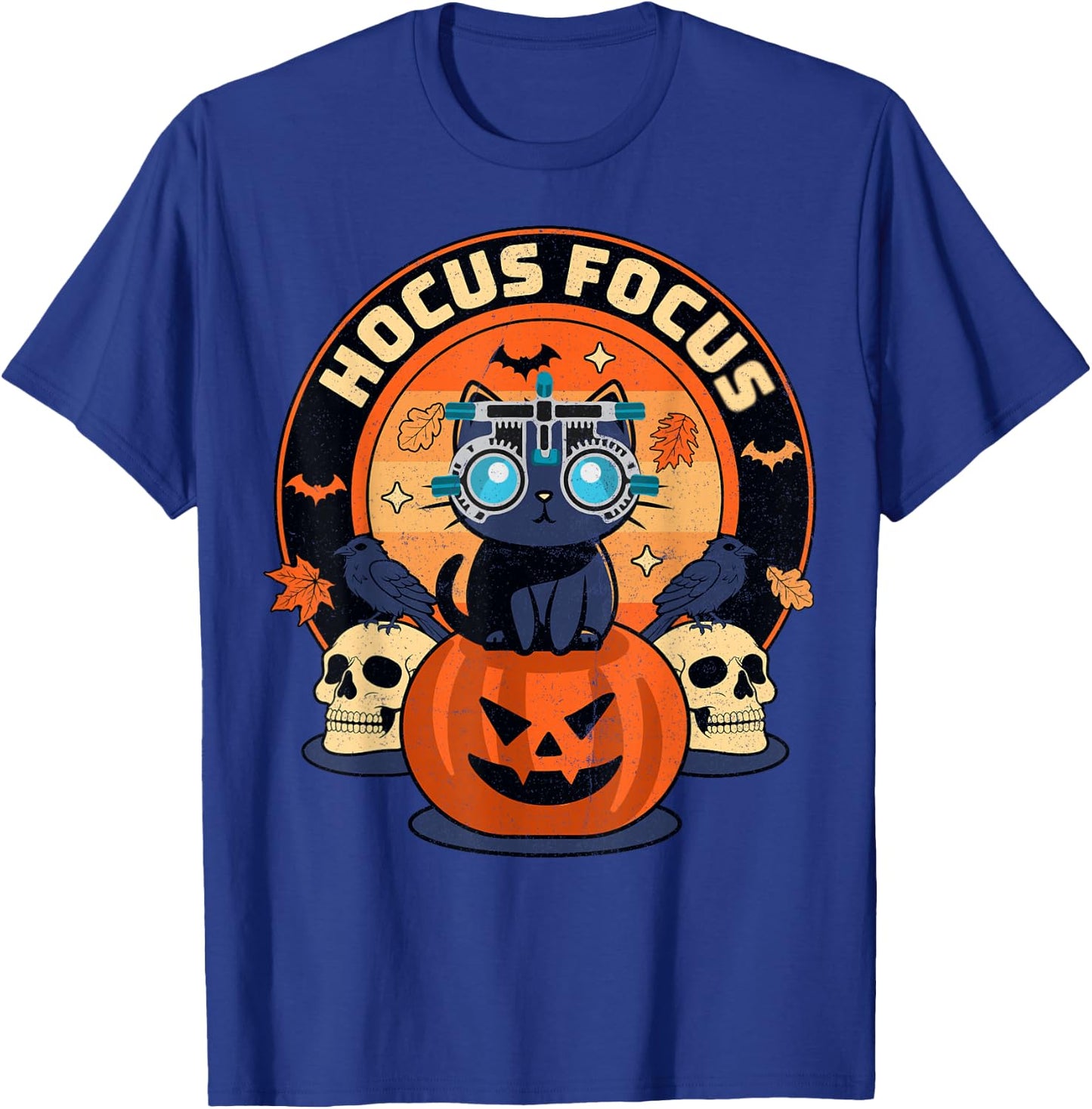 Hocus Focus Optometry Halloween Optometrist Eye Doctor Cat T-Shirt - T-Shirt | Royal