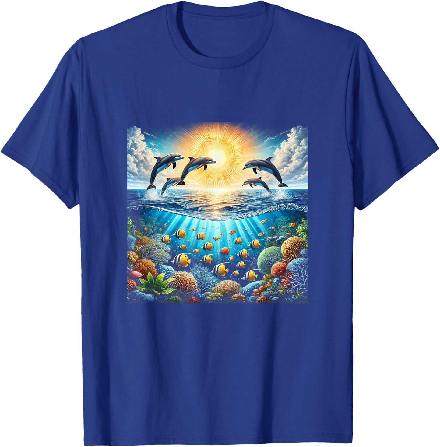 90s Dolphin, Aloha Hawaiian Dolphins, Colorful Beach T-Shirt - T-Shirt | Royal