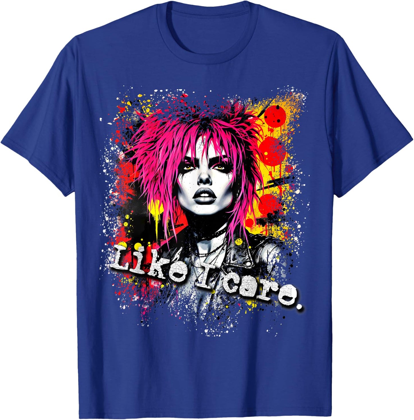 Punk Girl 90s Grunge Distressed Graffiti Graphic Vintage T-Shirt - T-Shirt | Royal