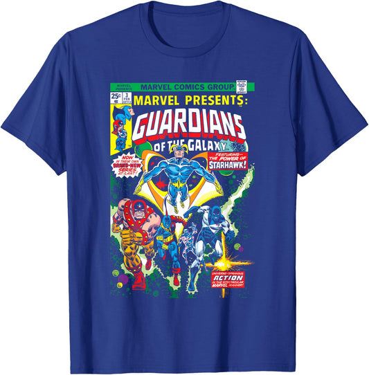 Marvel Guardians of The Galaxy Retro Comic Cover T-Shirt - T-Shirt | Royal