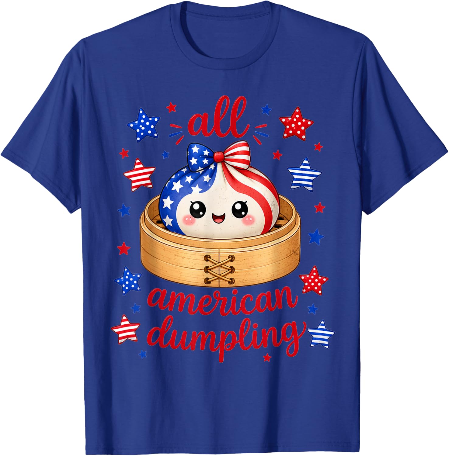 Kids Cute Striped All American Dumpling 4th of July Girls T-Shirt - T-Shirt | Royal