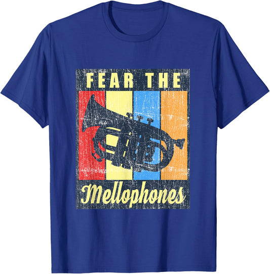 Fear The Mellophones Funny Marching Band Instrument Retro T-Shirt - T-Shirt | Royal