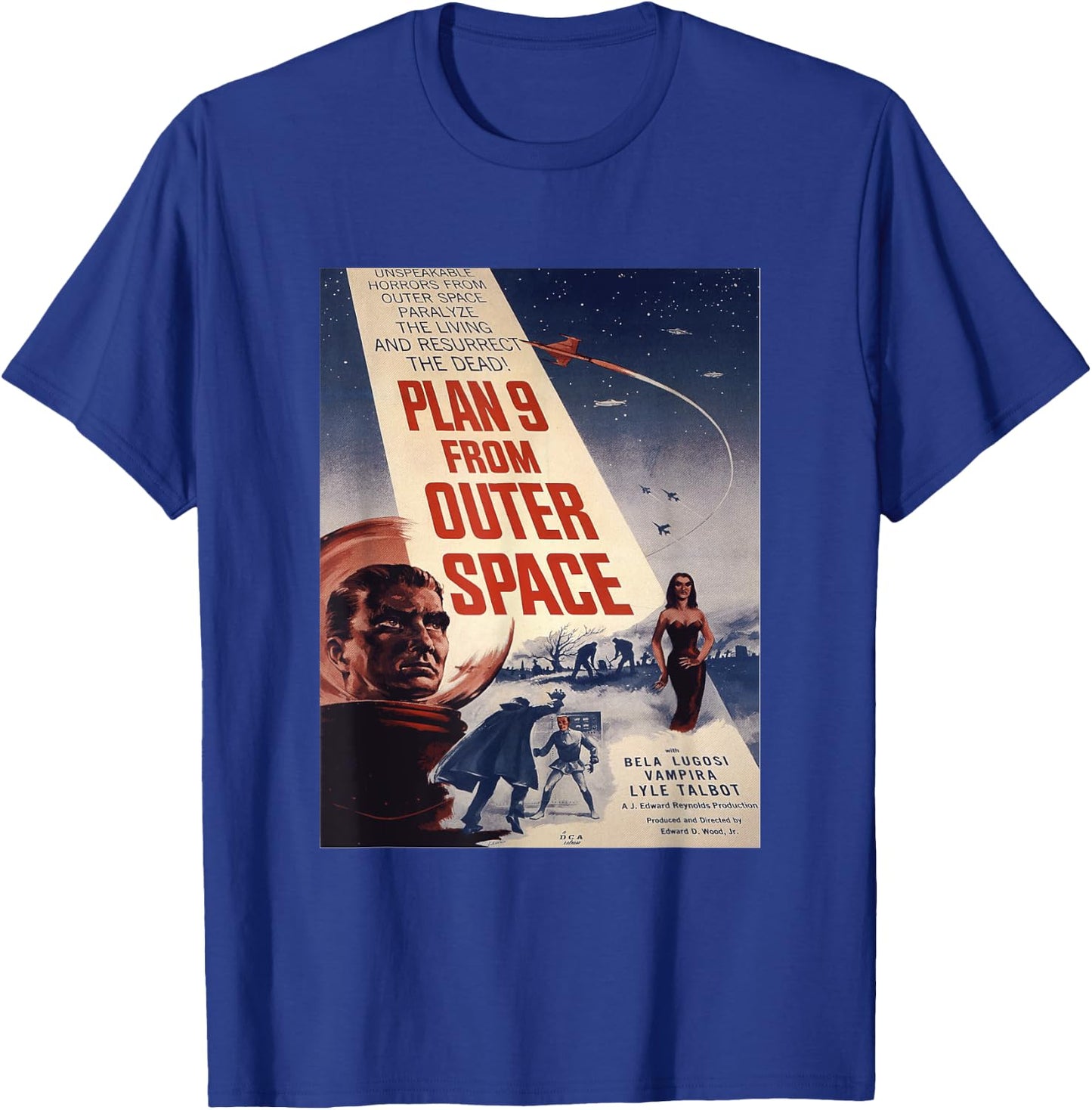 PLAN 9 FROM OUTER SPACE Sci-fi Sience Vintage Poster B Movie T-Shirt - T-Shirt | Royal